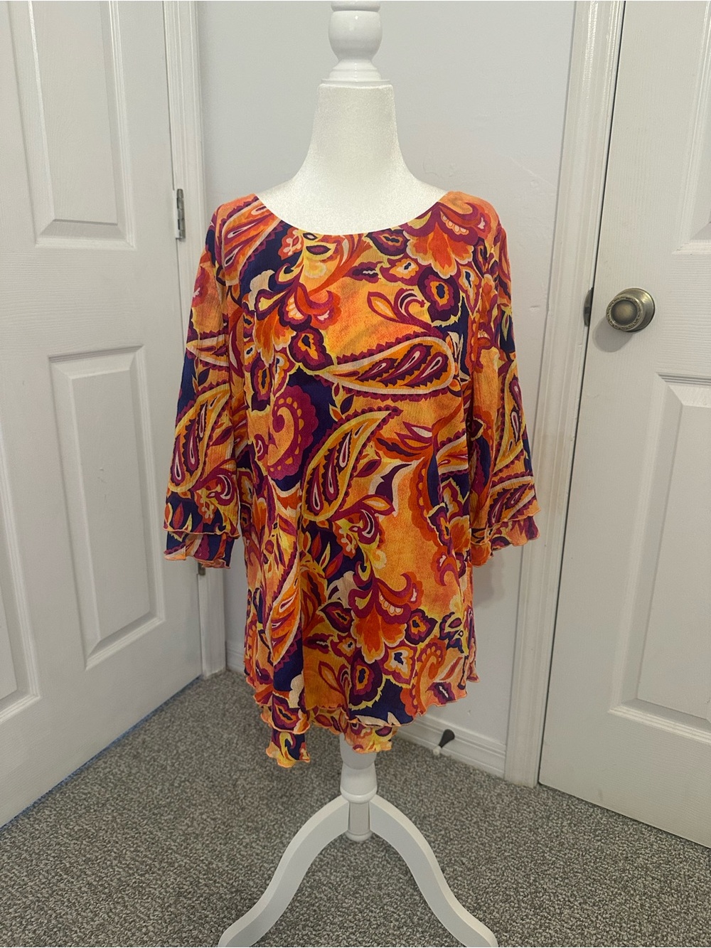 Soft Surroundings Orange and Purple Paisley Tunic
